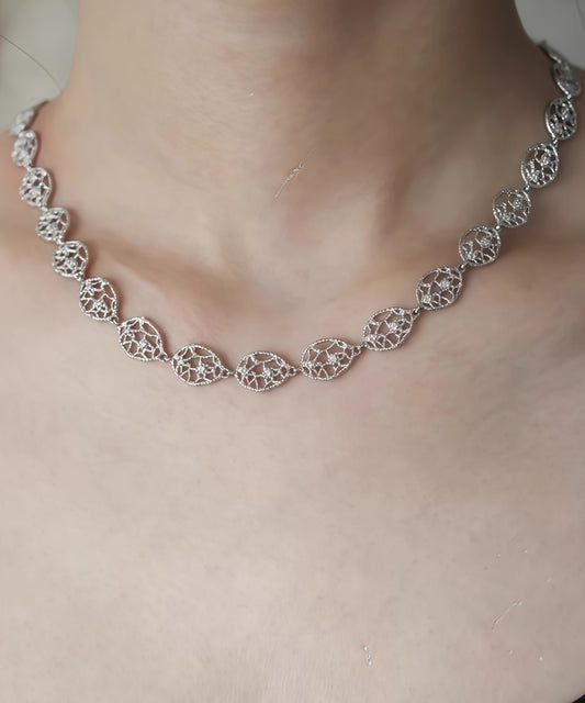 Minimalist Hollow Knit Silver Necklace