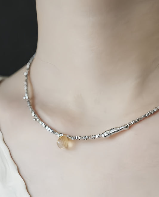 Sunlit Citrine Silver Necklace
