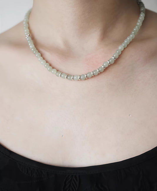 Serpent Smile Jade Silver Necklace