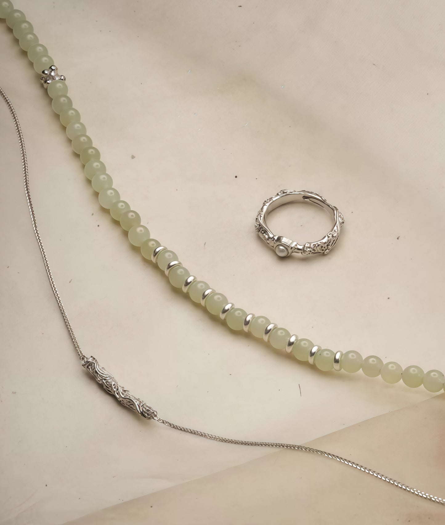 Serpent Smile Jade Silver Necklace