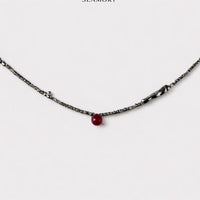 Ruby Seed Charm Sterling Necklace