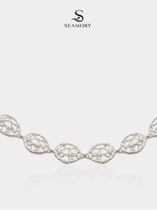 Minimalist Hollow Knit Silver Necklace