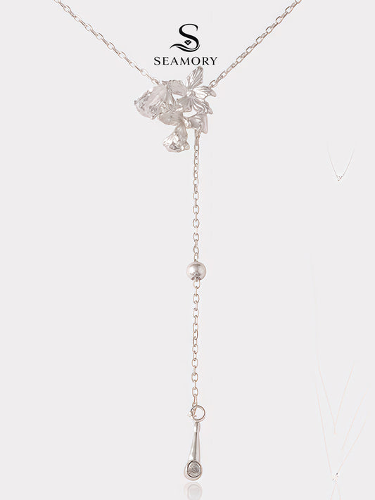White Topaz Blossom Silver Necklace