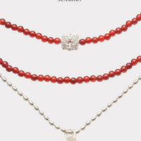Red Agate Oriental Bead Necklace