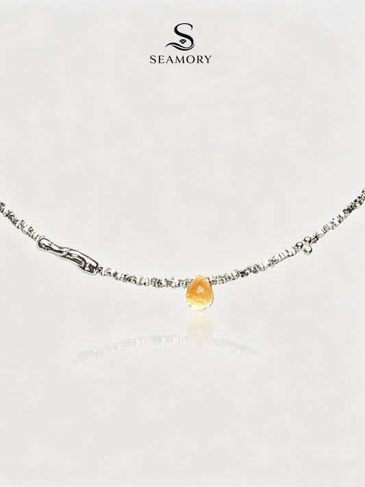 Sunlit Citrine Silver Necklace