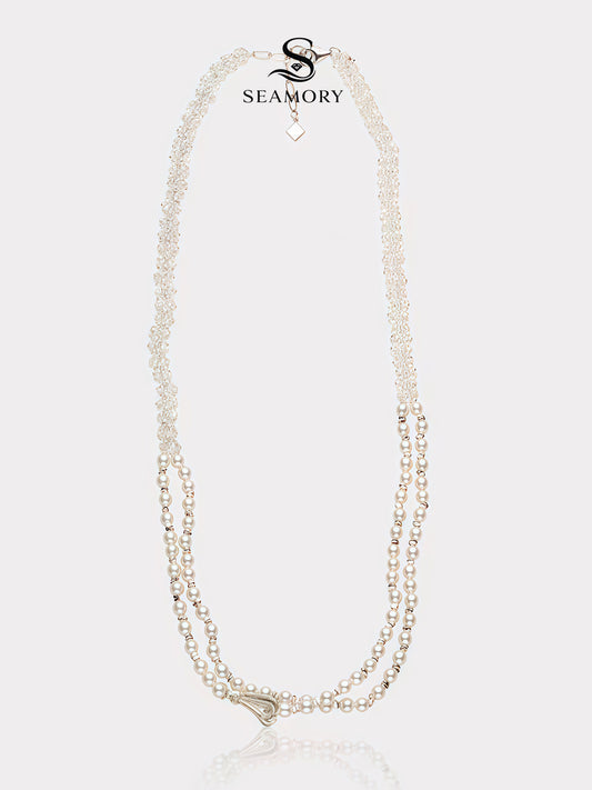 Aurora Pearl Crystal Layer Necklace