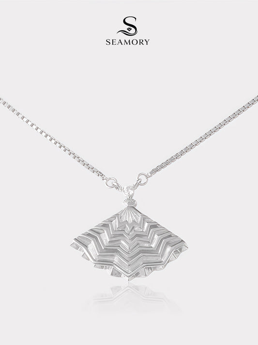 Oriental Fan Jade Pendant Necklace