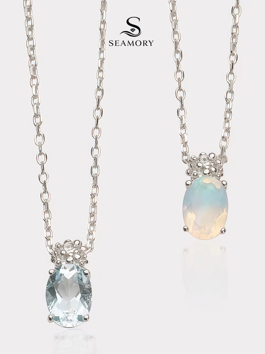 Opal Ocean Silver Pendant Necklace