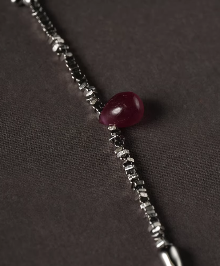 Ruby Seed Charm Sterling Necklace