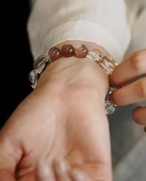 White Marble Agate Bead Bracelet
