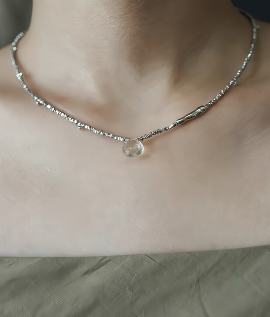 Aqua Bloom Green Crystal Necklace