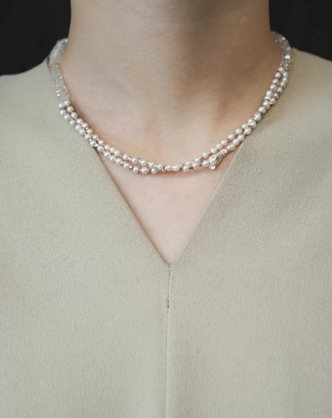 Aurora Pearl Crystal Layer Necklace