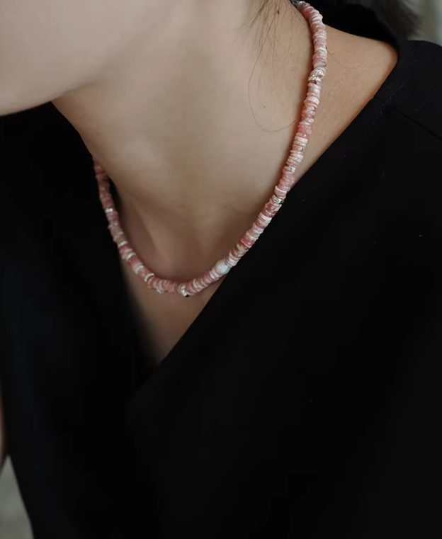 Andes Rose Pearl Silver Necklace