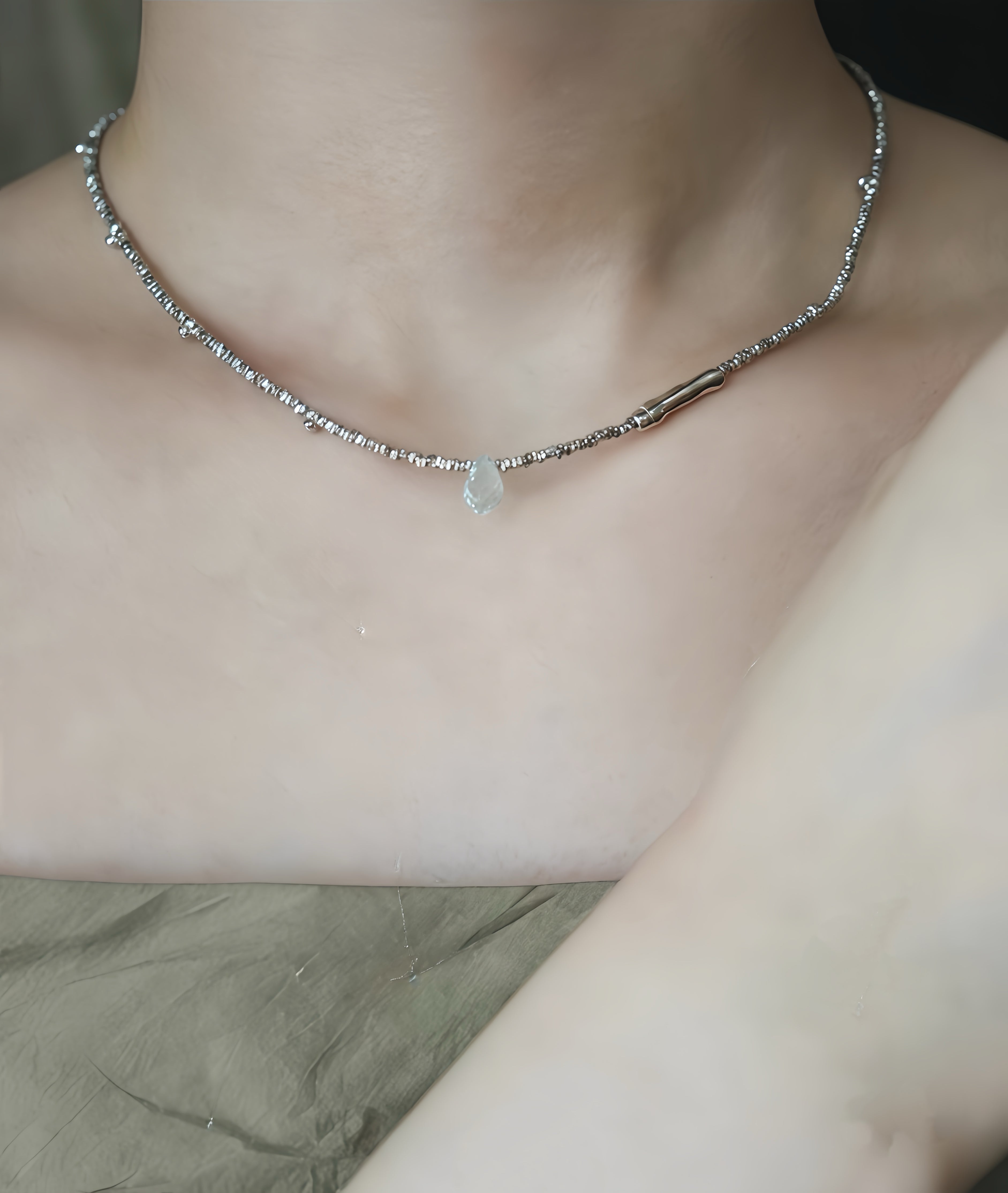 Aqua Bloom Green Crystal Necklace