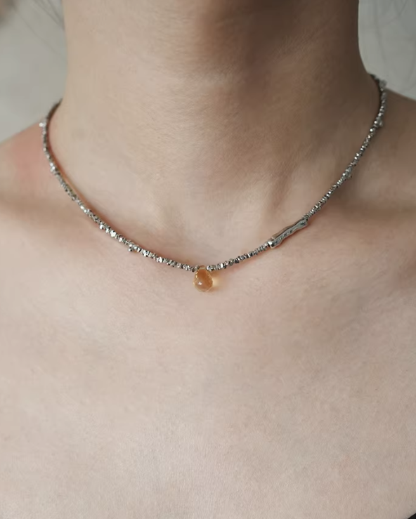 Sunlit Citrine Silver Necklace