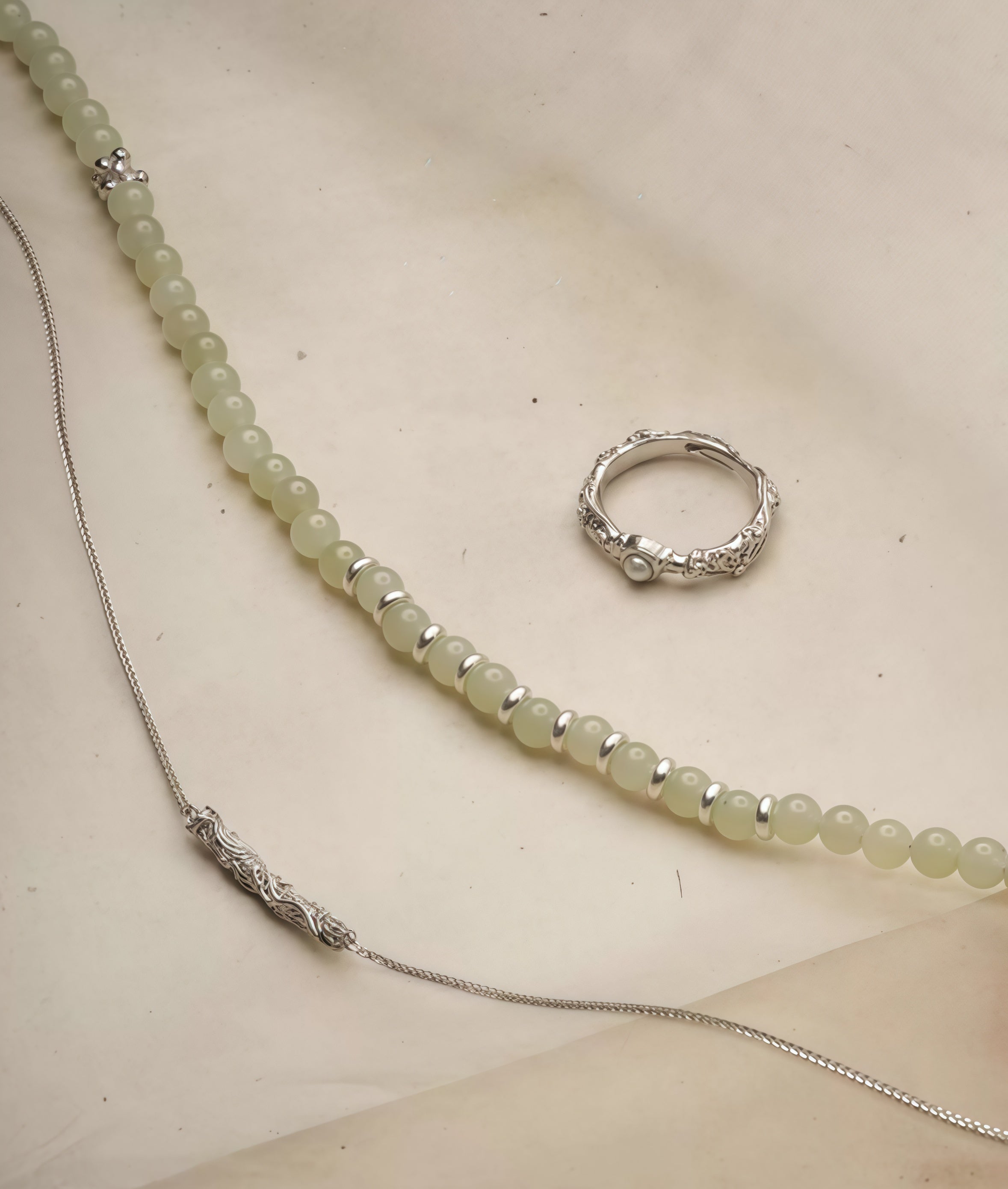 Serpent Smile Jade Silver Necklace