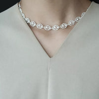 Minimalist Hollow Knit Silver Necklace
