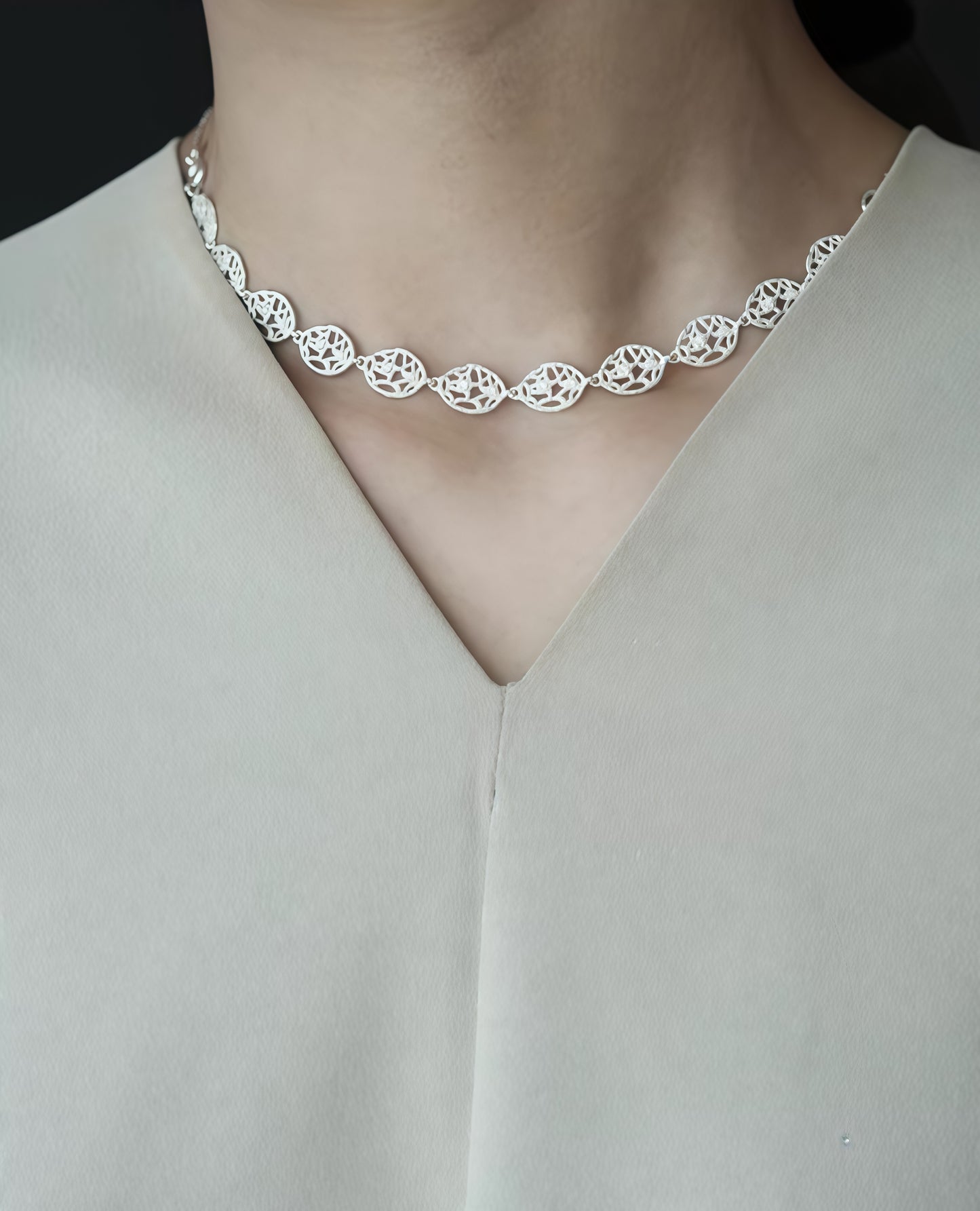 Minimalist Hollow Knit Silver Necklace