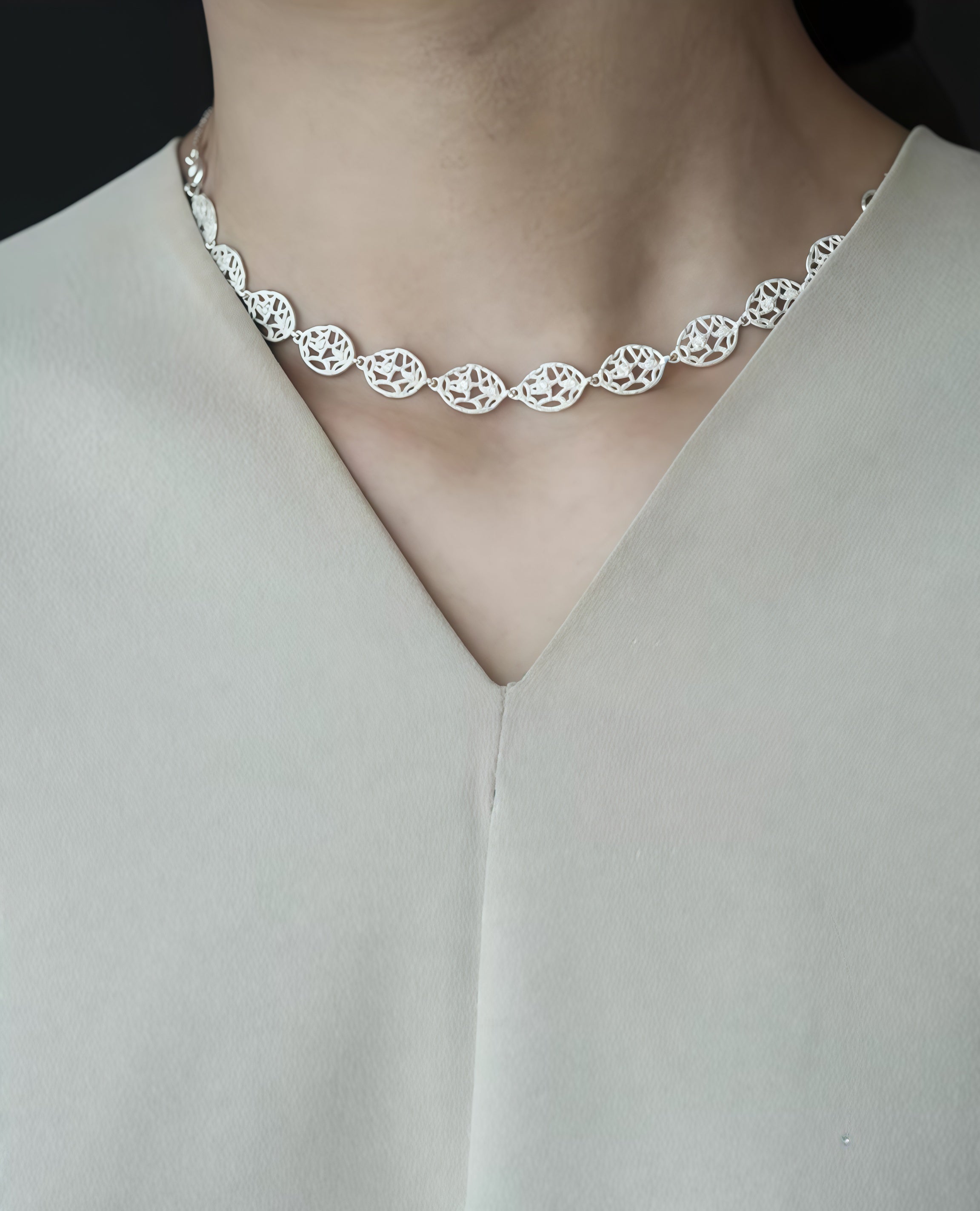 Minimalist Hollow Knit Silver Necklace