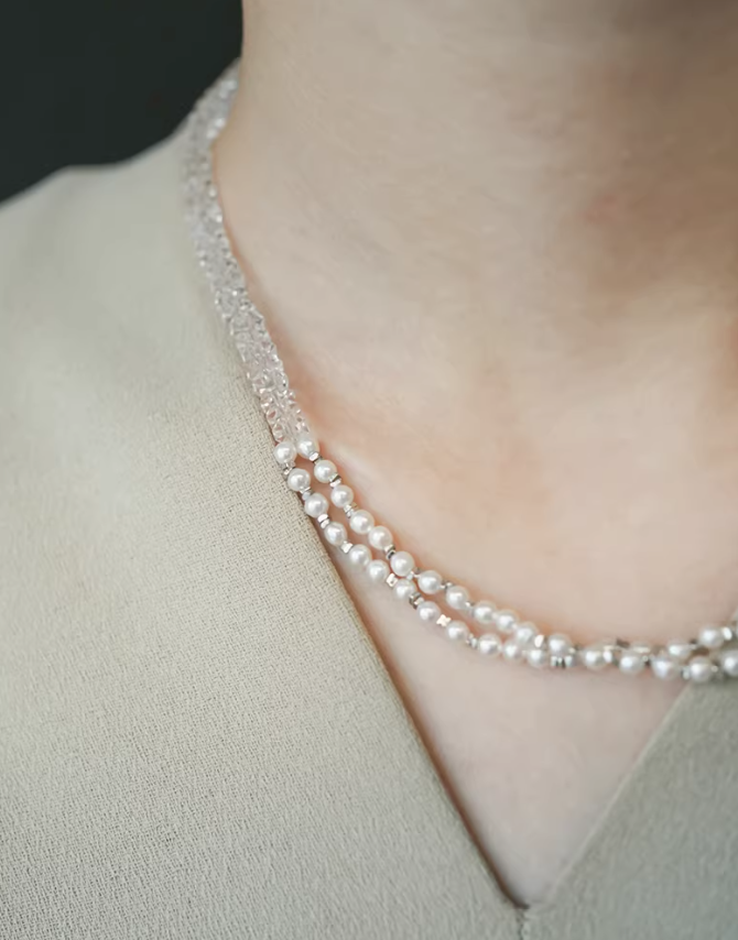 Aurora Pearl Crystal Layer Necklace