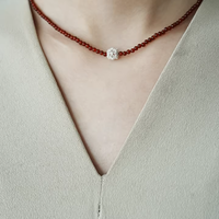 Red Agate Oriental Bead Necklace