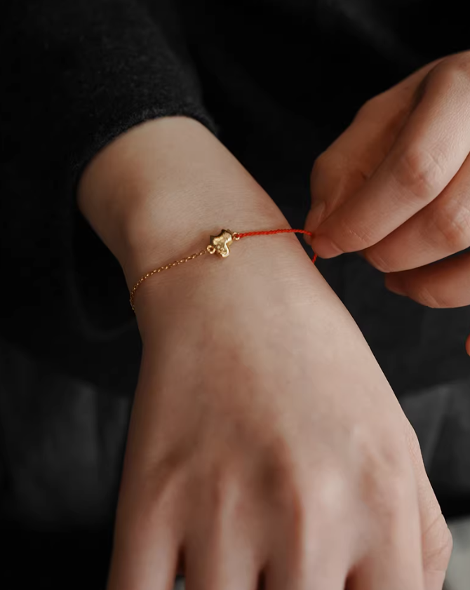 Red Cord Pony Silver Bracelet
